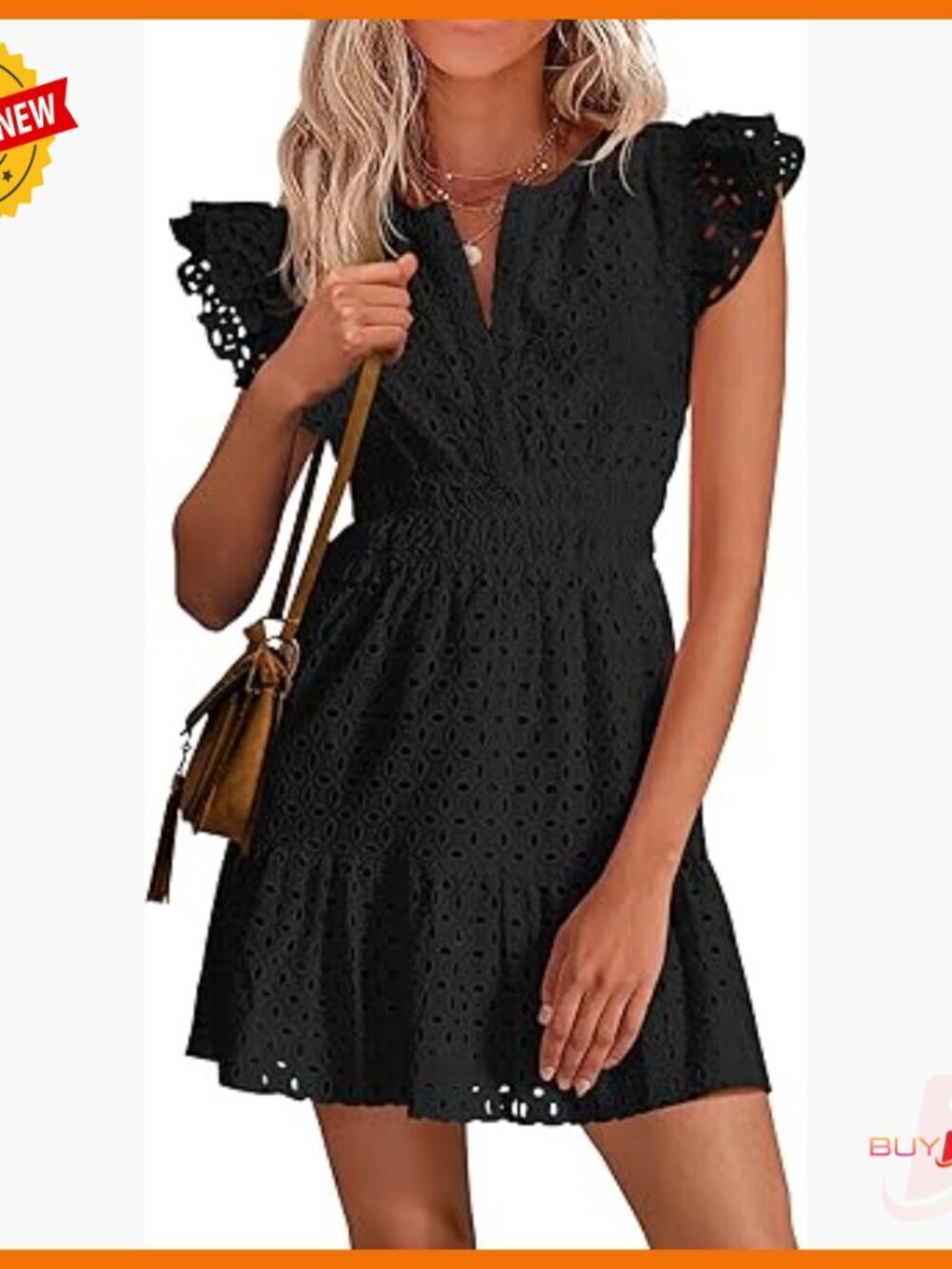 Eyelet Cap Sleeve V-Neck Short Boho Summer Sundress Wedding Guest Beach